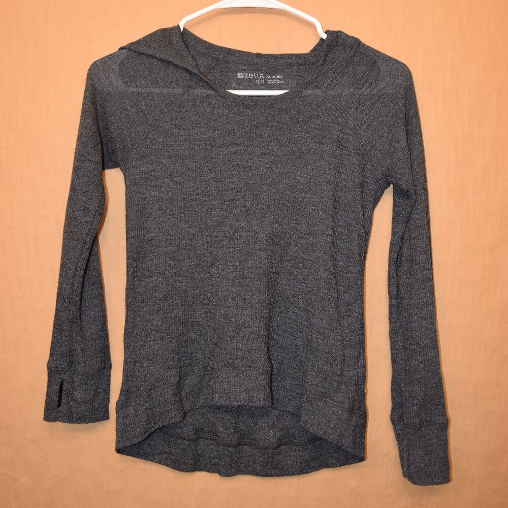 Zella Girl Gray Hooded Sweater – Size M (8/10)